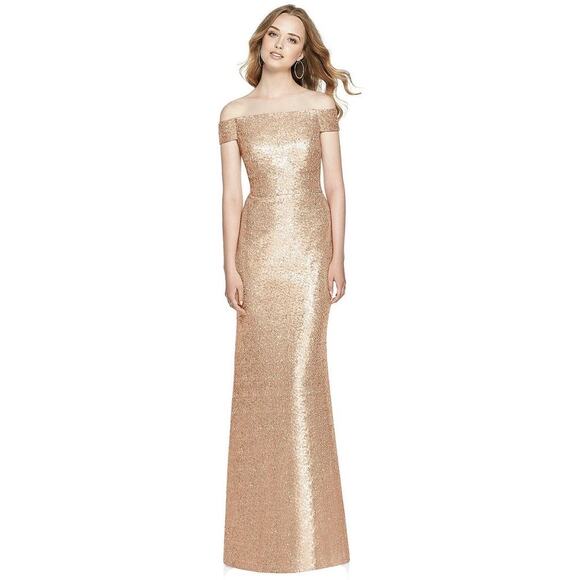 DESSY‎ COLLECTION ELLE SEQUIN DRESS IN ROSE GOLD Size 2 - Picture 2 of 6